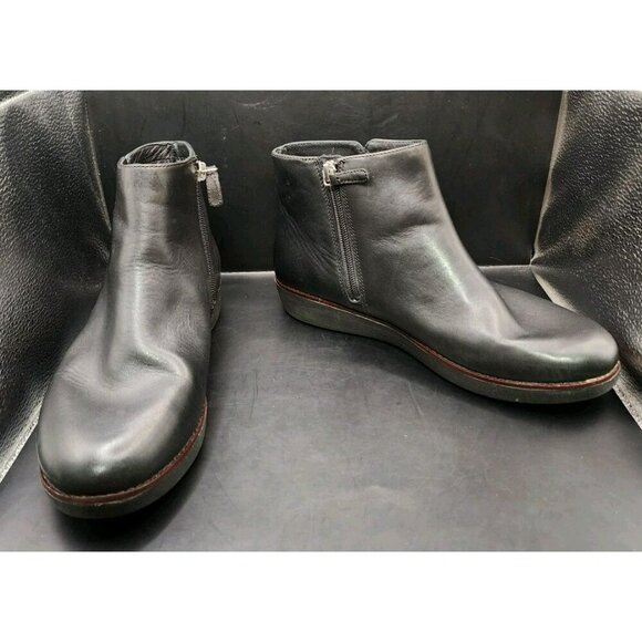Fitflop Ziggy Comfy Lightweight Zip Up Ankle Boots Leather Black Size 9 - Picture 1 of 10